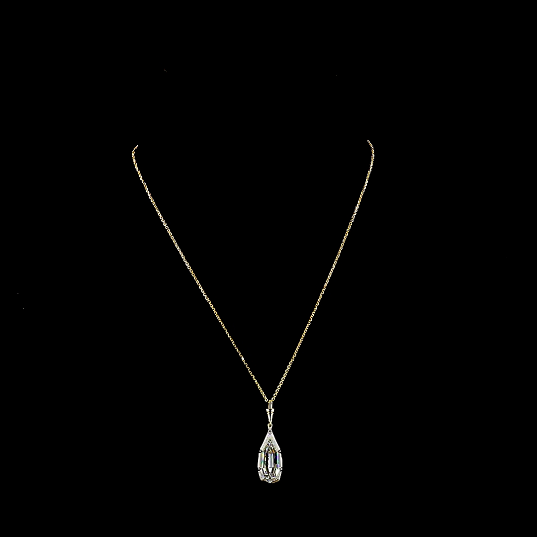 5.03 CT STEP PEAR Lab Grown Diamond Solitaire Necklace Pendant 16.5" (F Color and VS1 Clarity)