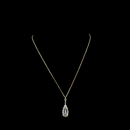 5.03 CT STEP PEAR Lab Grown Diamond Solitaire Necklace Pendant 16.5" (F Color and VS1 Clarity)
