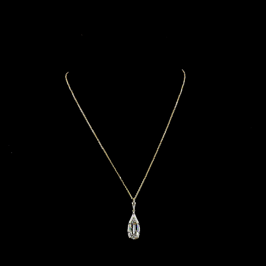5.03 CT STEP PEAR Lab Grown Diamond Solitaire Necklace Pendant 16.5" (F Color and VS1 Clarity)