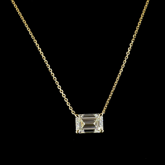 2.08 CT Emerald Lab Grown Diamond Solitaire Necklace Pendant 18" (F Color and VS1 Clarity)