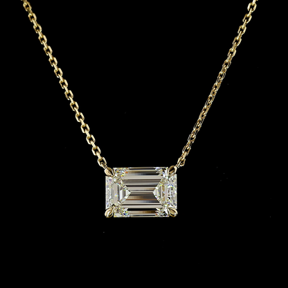 2.08 CT Emerald Lab Grown Diamond Solitaire Necklace Pendant 18" (F Color and VS1 Clarity)