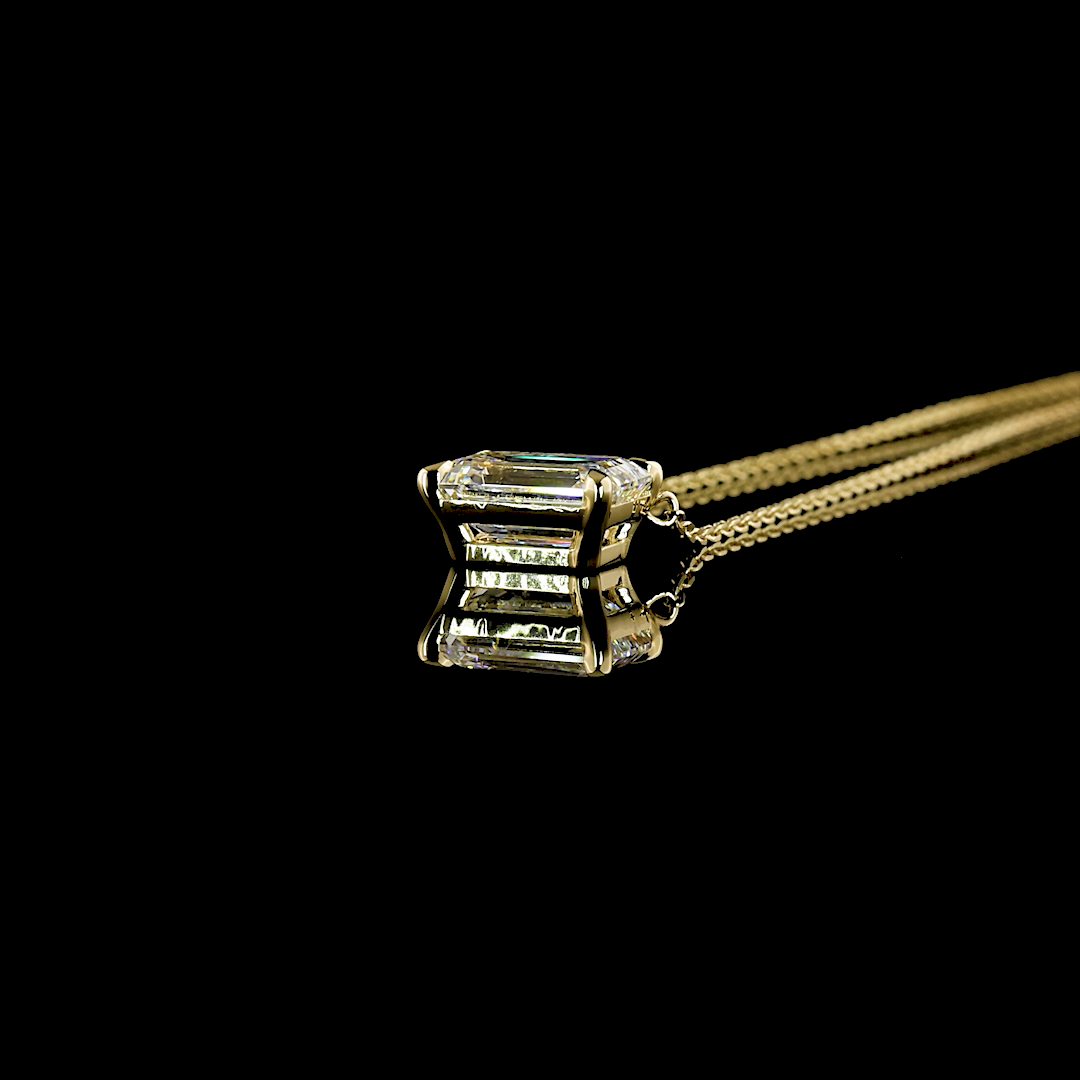 2.08 CT Emerald Lab Grown Diamond Solitaire Necklace Pendant 18" (F Color and VS1 Clarity)