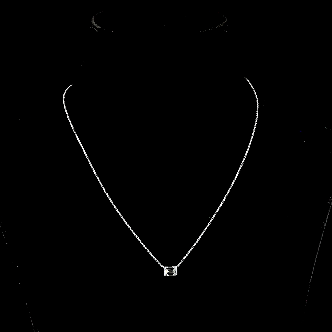 1.08 CT Emerald Lab Grown Diamond Solitaire Necklace Pendant 18" (E Color and VVS2 Clarity)