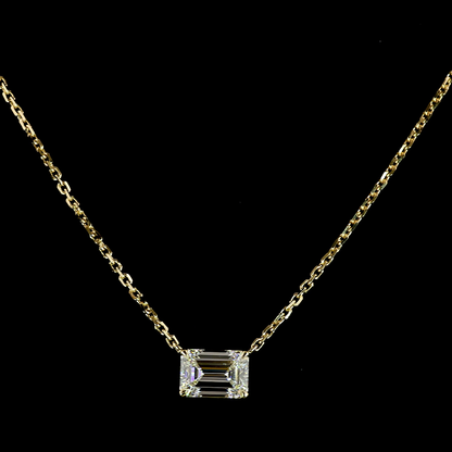 1.02 CT Emerald Lab Grown Diamond Solitaire Necklace Pendant 18" (F Color and VS1 Clarity)