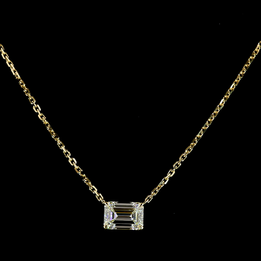 1.02 CT Emerald Lab Grown Diamond Solitaire Necklace Pendant 18" (F Color and VS1 Clarity)