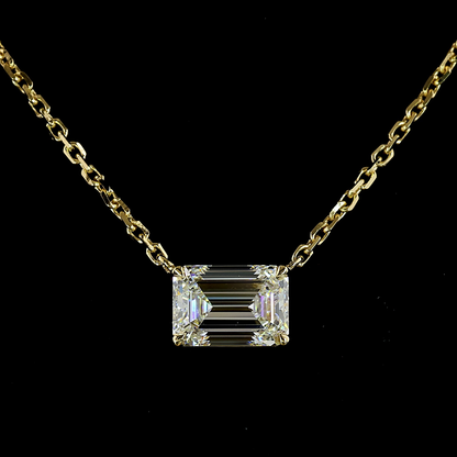 1.02 CT Emerald Lab Grown Diamond Solitaire Necklace Pendant 18" (F Color and VS1 Clarity)