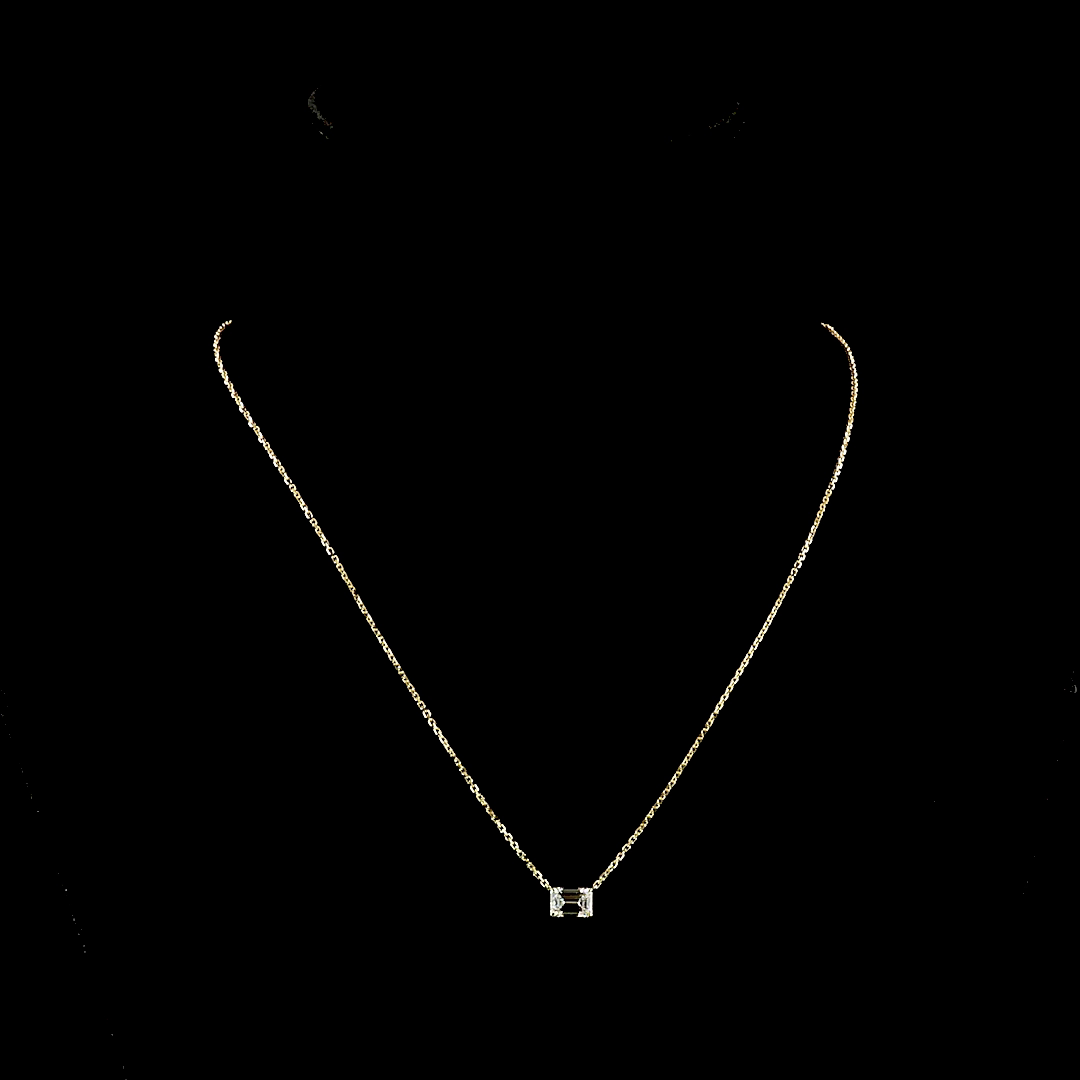 1.02 CT Emerald Lab Grown Diamond Solitaire Necklace Pendant 18" (F Color and VS1 Clarity)