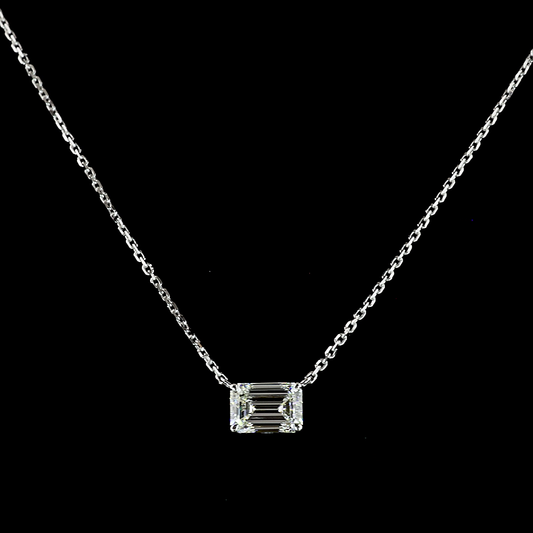 1.10 CT Emerald Lab Grown Diamond Solitaire Necklace Pendant (F Color and VS1 Clarity)
