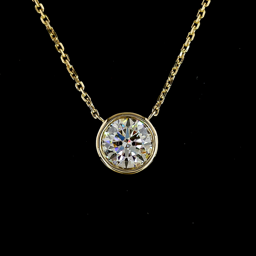1.01 CT Round Lab Grown Diamond Solitaire Necklace Pendant 18" (D Color and VVS2 Clarity)