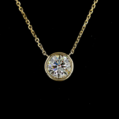 1.01 CT Round Lab Grown Diamond Solitaire Necklace Pendant 18" (D Color and VVS2 Clarity)