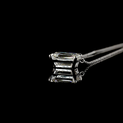 2.00 CT Emerald Lab Grown Diamond Solitaire Necklace Pendant 18" (F Color and VS1 Clarity)
