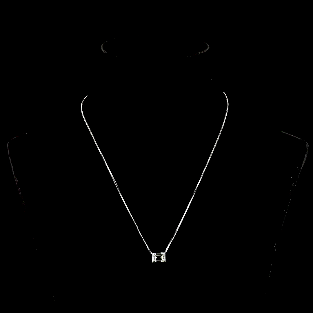 2.00 CT Emerald Lab Grown Diamond Solitaire Necklace Pendant 18" (F Color and VS1 Clarity)