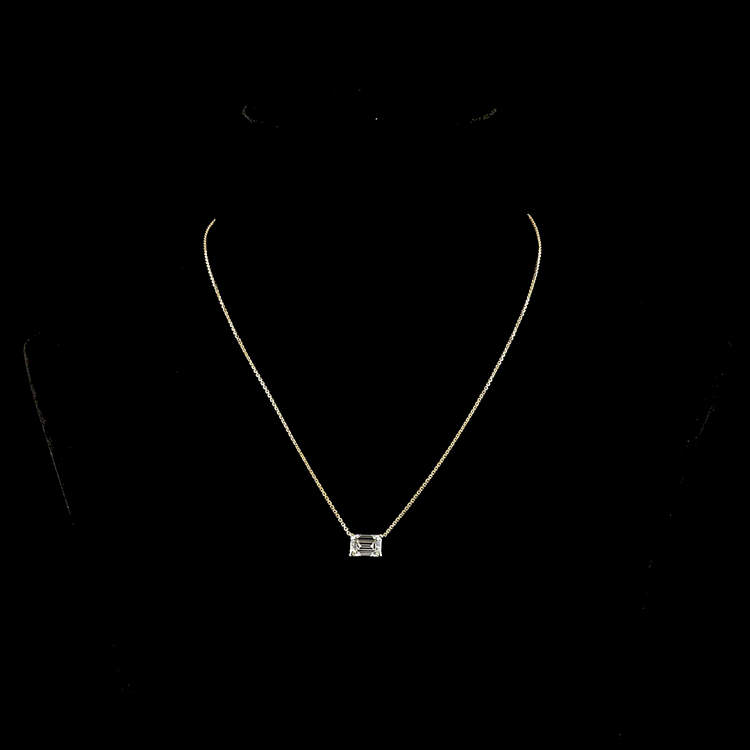 2.04 CT Emerald Lab Grown Diamond Solitaire Necklace Pendant 18" (F Color and VS1 Clarity)