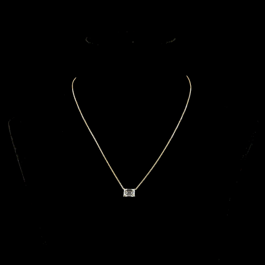 2.04 CT Emerald Lab Grown Diamond Solitaire Necklace Pendant 18" (F Color and VS1 Clarity)