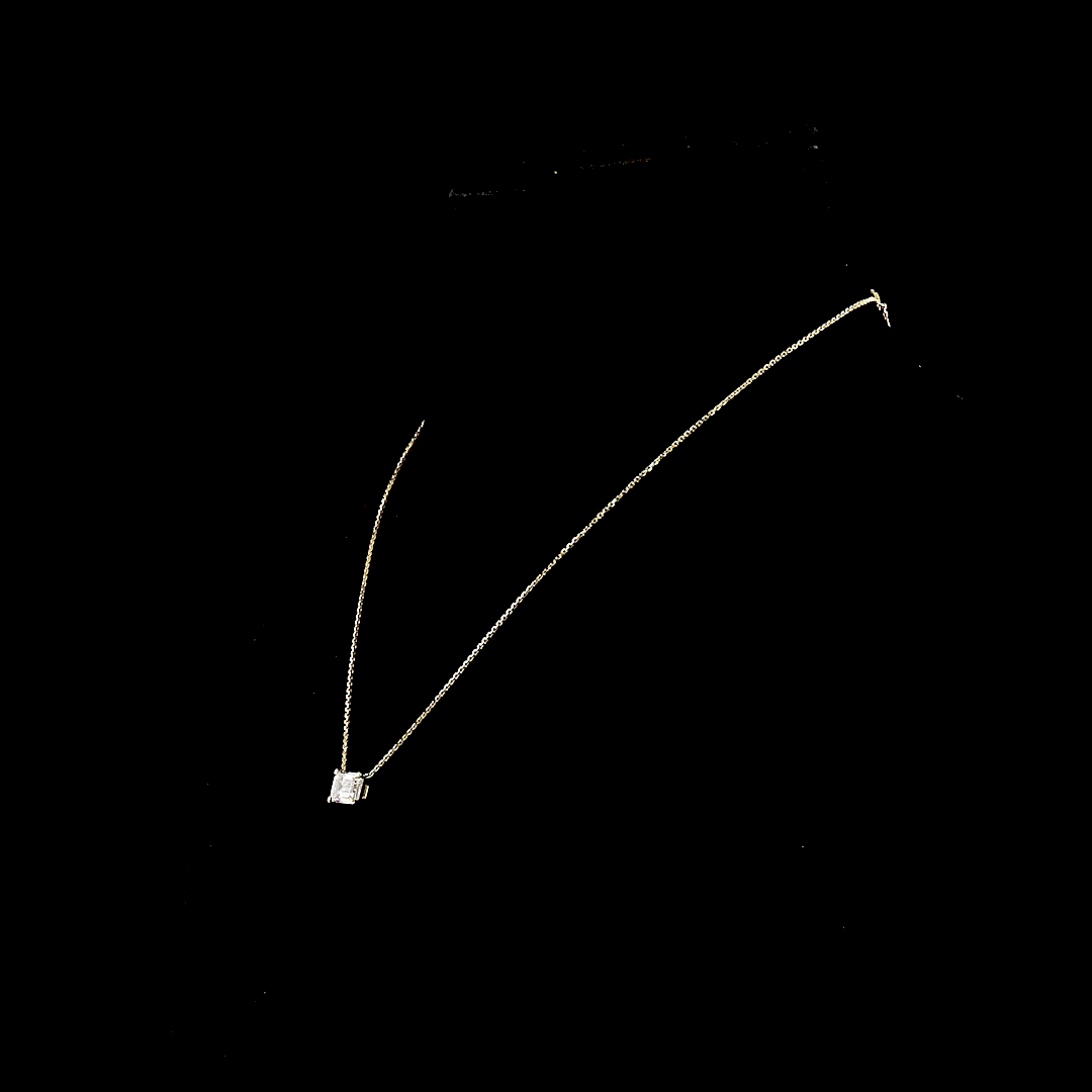 2.04 CT Emerald Lab Grown Diamond Solitaire Necklace Pendant 18" (F Color and VS1 Clarity)