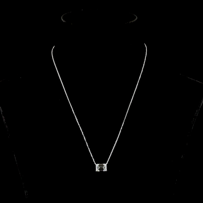 3.08 CT Emerald Lab Grown Diamond Solitaire Necklace Pendant 18" (F Color and VS1 Clarity)