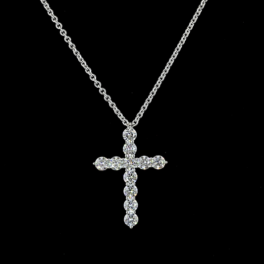 1.93 CTTW Round Lab Grown Diamond Cross Necklace Pendant 16" (E Color and VS1 Clarity)