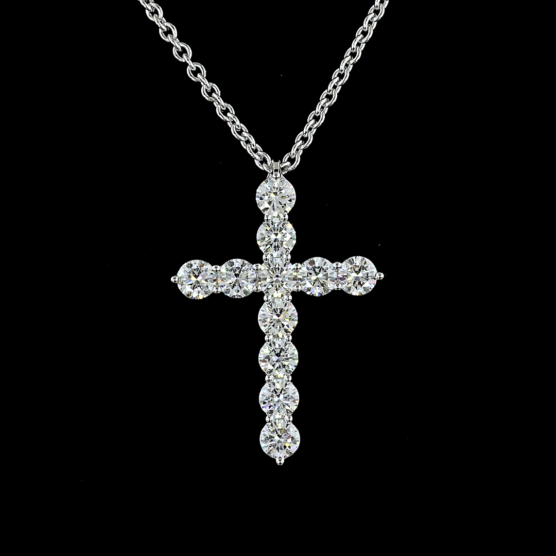 1.93 CTTW Round Lab Grown Diamond Cross Necklace Pendant 16" (E Color and VS1 Clarity)
