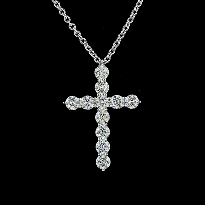 1.93 CTTW Round Lab Grown Diamond Cross Necklace Pendant 16" (E Color and VS1 Clarity)