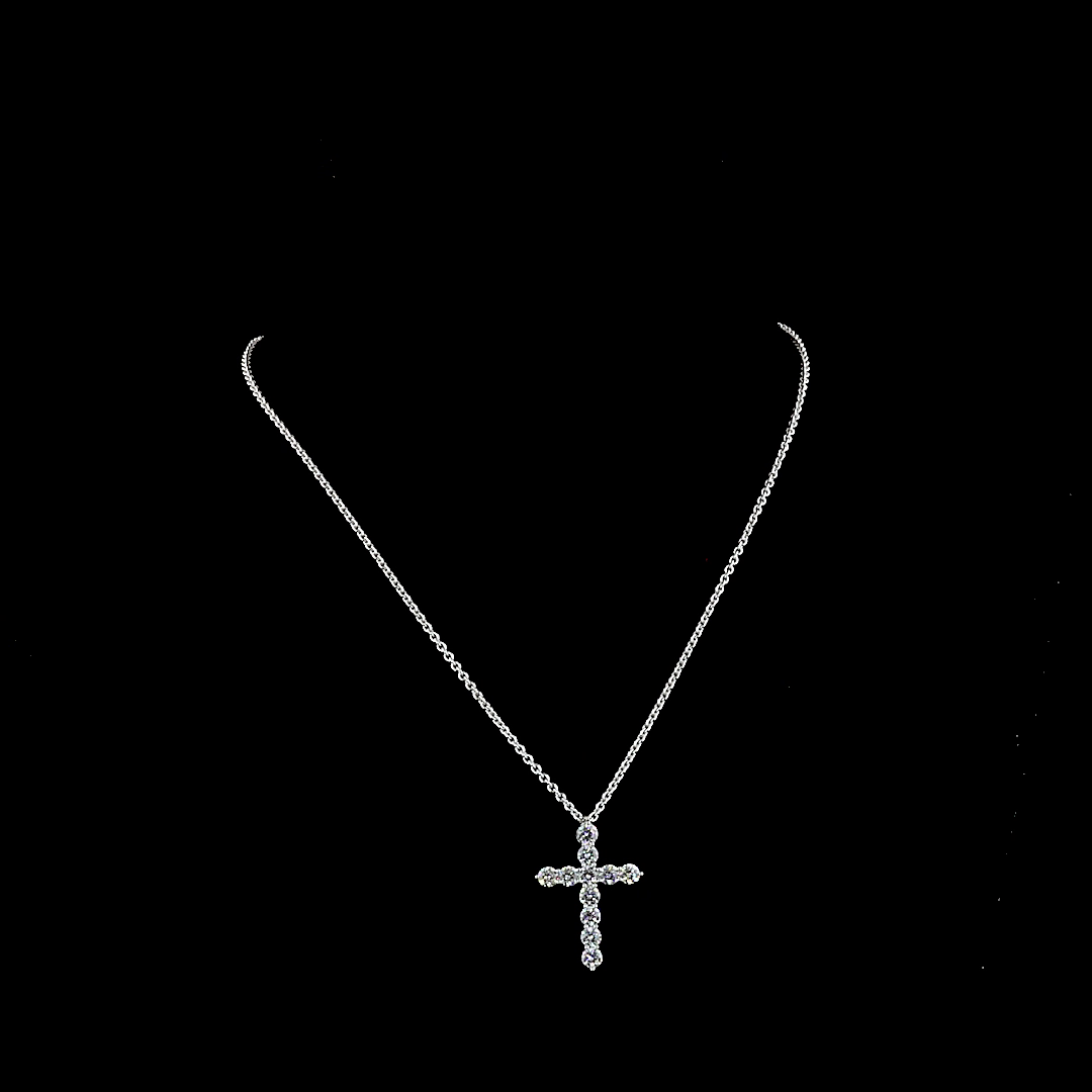 1.93 CTTW Round Lab Grown Diamond Cross Necklace Pendant 16" (E Color and VS1 Clarity)