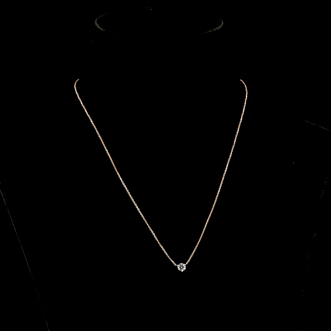 0.32 CT Round Lab Grown Diamond Solitaire Necklace Pendant 17" (F Color and VS1 Clarity)