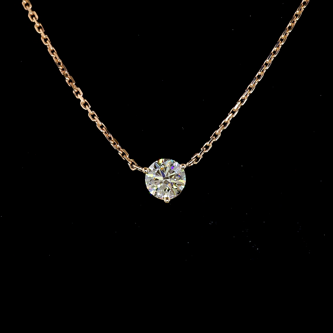 0.32 CT Round Lab Grown Diamond Solitaire Necklace Pendant 17" (F Color and VS1 Clarity)