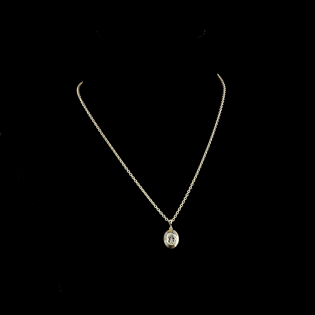 1.04 CT Oval Lab Grown Diamond Solitaire Necklace Pendant 16" (E Color and VS1 Clarity)