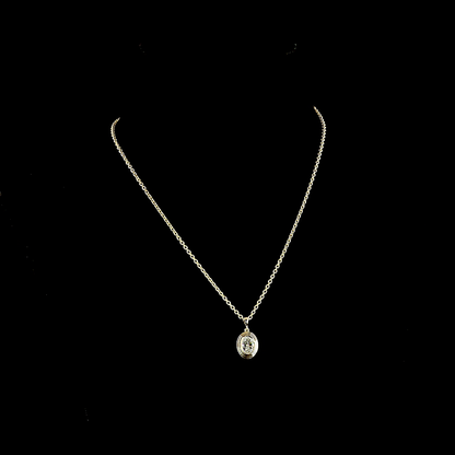 1.04 CT Oval Lab Grown Diamond Solitaire Necklace Pendant 16" (E Color and VS1 Clarity)