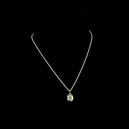 1.04 CT Oval Lab Grown Diamond Solitaire Necklace Pendant 16" (E Color and VS1 Clarity)