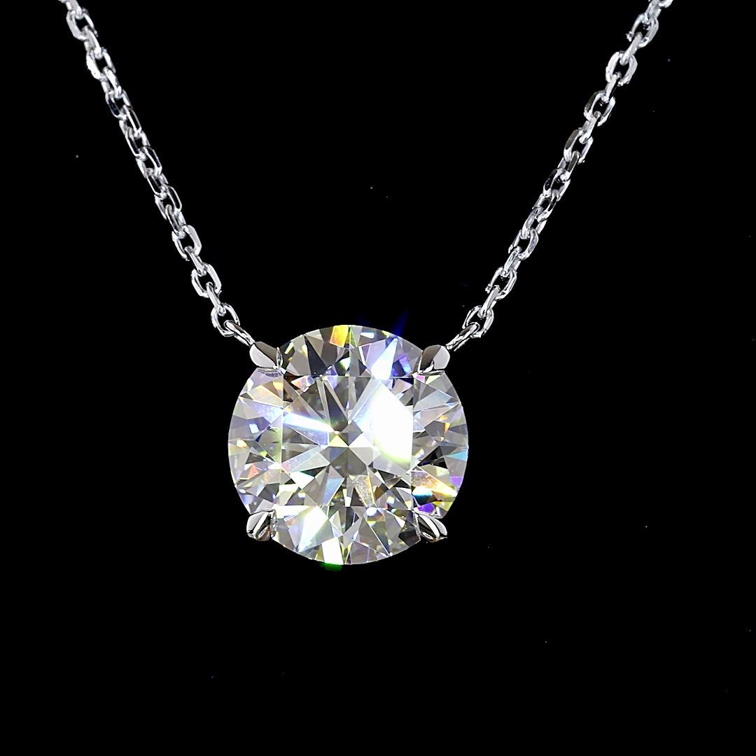 2.51 CT Round Lab Grown Diamond Solitaire Necklace Pendant 18" (E Color and VVS2 Clarity)