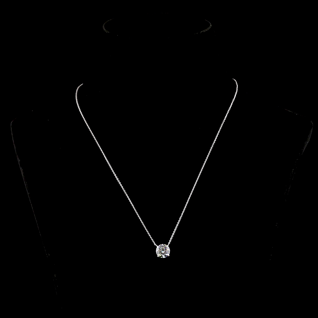 3.07 CT Round Lab Grown Diamond Solitaire Necklace Pendant 18" (E Color and VVS2 Clarity)