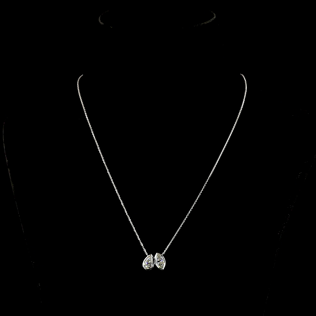 2.01 CTTW Marquise Lab Grown Diamond Toi et Moi Necklace Pendant 18" (D Color and VVS2 Clarity)