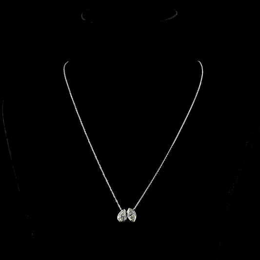 2.01 CTTW Marquise Lab Grown Diamond Toi et Moi Necklace Pendant 18" (D Color and VVS2 Clarity)