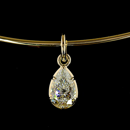 2.04 CT Pear Lab Grown Diamond Solitaire Necklace Pendant 16.5" (F Color and VVS2 Clarity)
