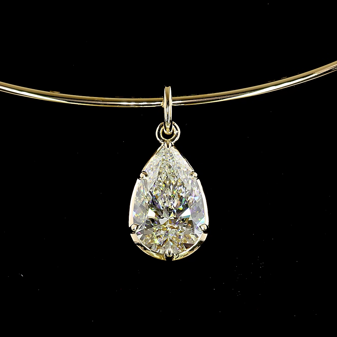 8.02 CT Pear Lab Grown Diamond Solitaire Necklace Pendant 16" (F Color and VS1 Clarity)