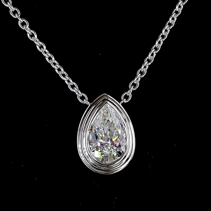 2.05 CT Pear Lab Grown Diamond Solitaire Necklace Pendant 16" (E Color and VS2 Clarity)