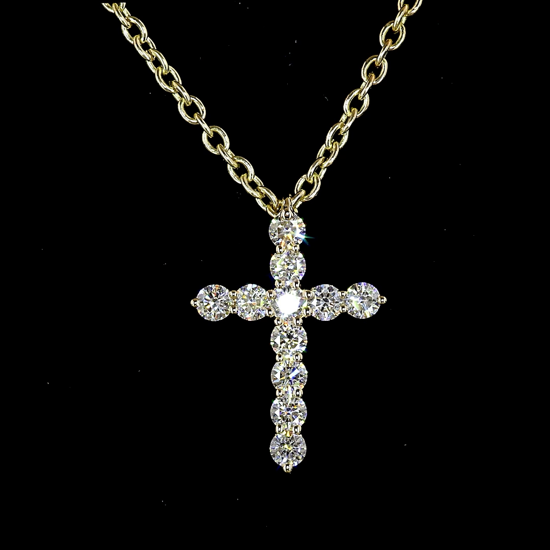 0.70 CTTW Round Lab Grown Diamond Cross Necklace Pendant (E Color and VS1 Clarity)