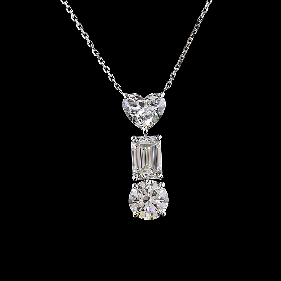 3.04 CTTW MIX Lab Grown Diamond Special Necklace Pendant (D Color and VVS2 Clarity)