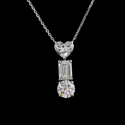 3.04 CTTW MIX Lab Grown Diamond Special Necklace Pendant (D Color and VVS2 Clarity)