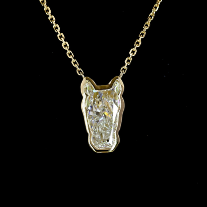 1.50 CT Horse Lab Grown Diamond Solitaire Necklace Pendant 18" (E Color and VS1 Clarity)