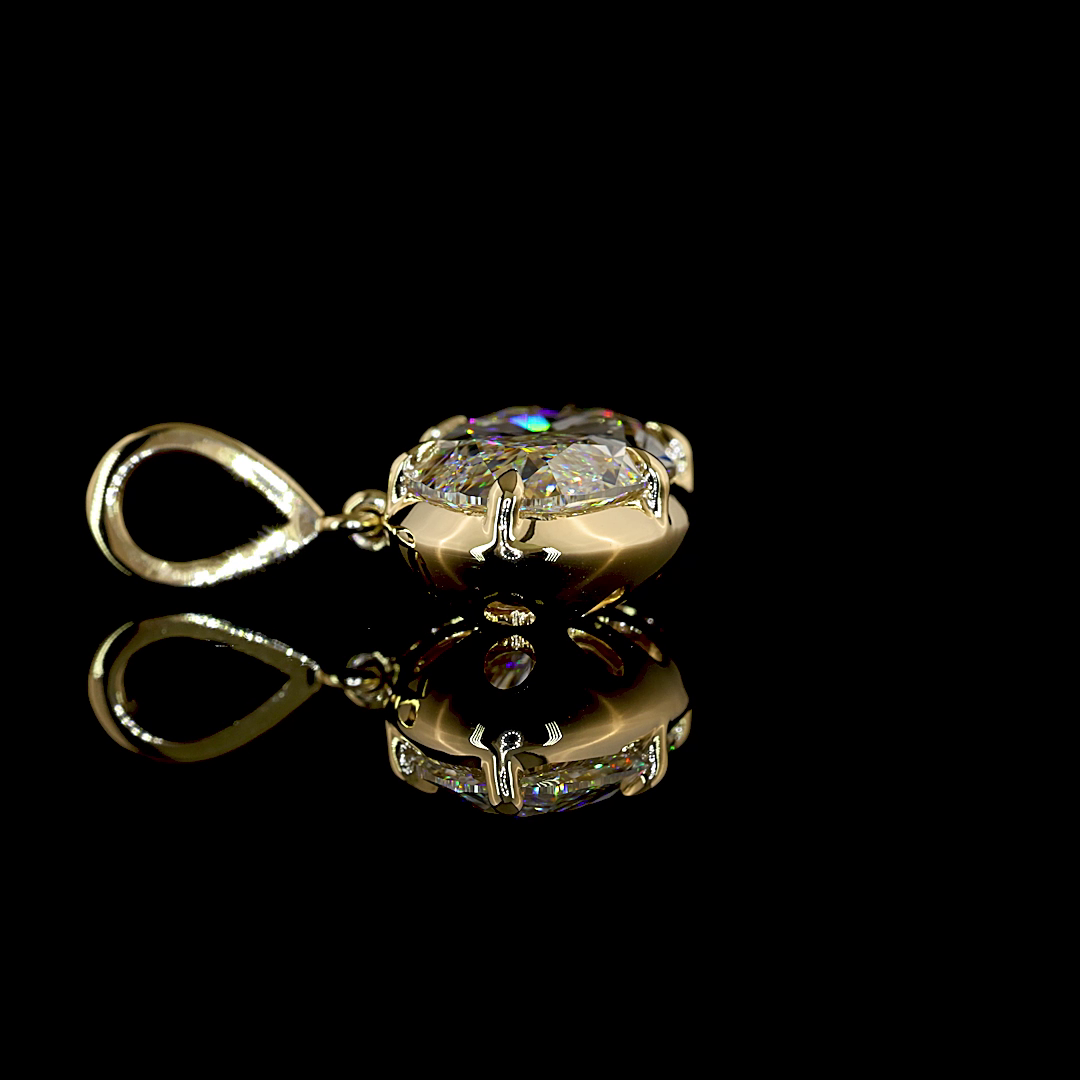 5.18 CT MO Lab Grown Diamond Solitaire Necklace Pendant (E Color and VVS2 Clarity)