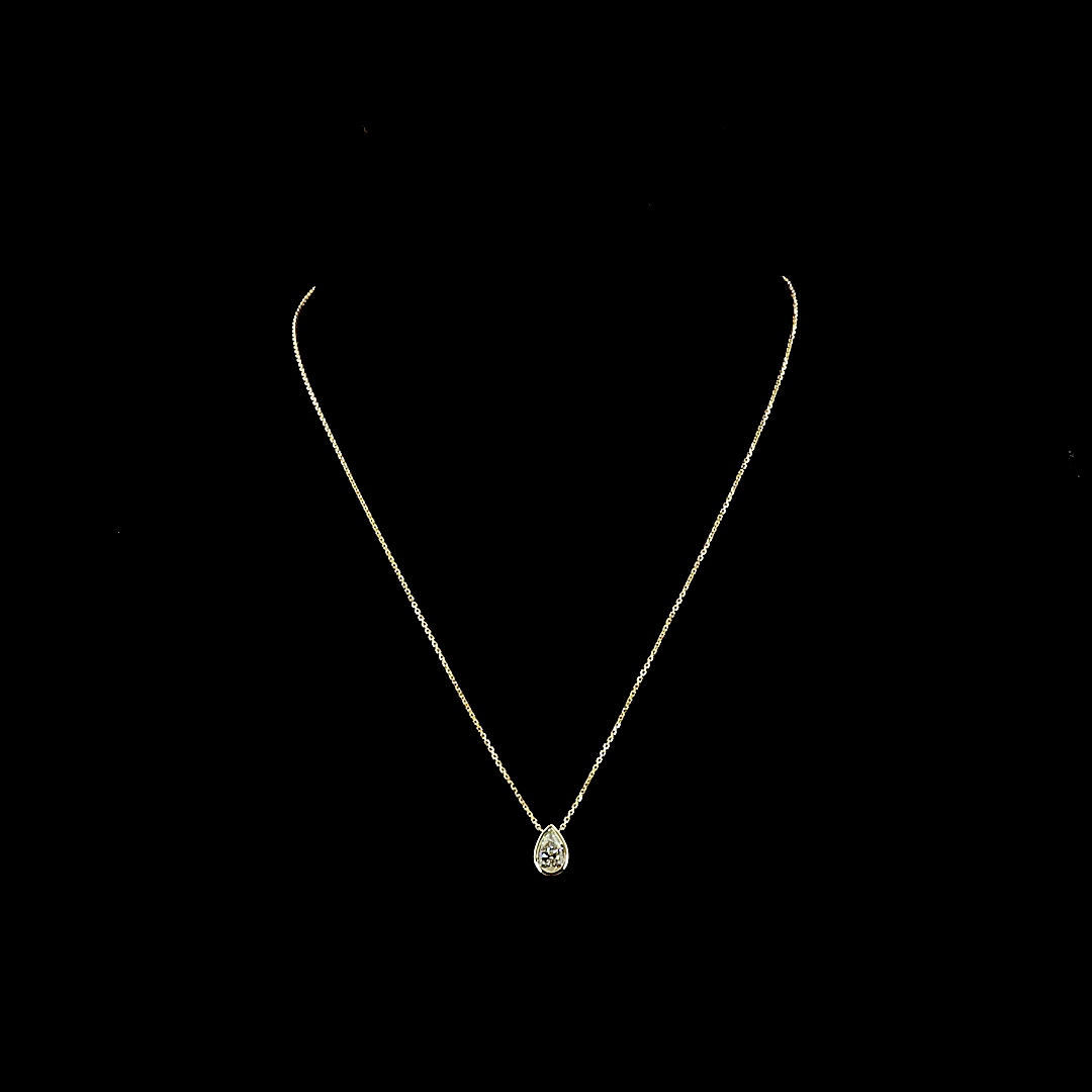 1.00 CT Pear Lab Grown Diamond Solitaire Necklace Pendant 18" (D Color and VVS2 Clarity)