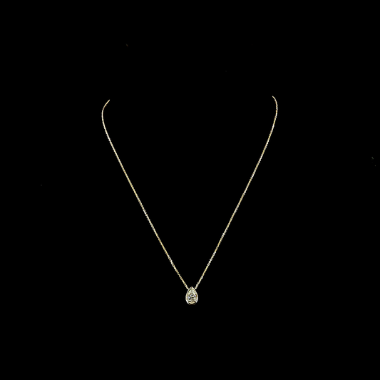 1.00 CT Pear Lab Grown Diamond Solitaire Necklace Pendant 18" (D Color and VVS2 Clarity)