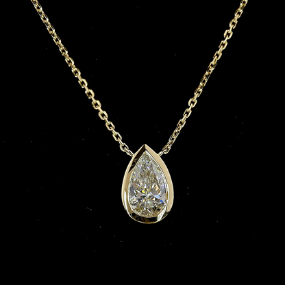1.01 CT Pear Lab Grown Diamond Solitaire Necklace Pendant 18" (E Color and VVS2 Clarity)