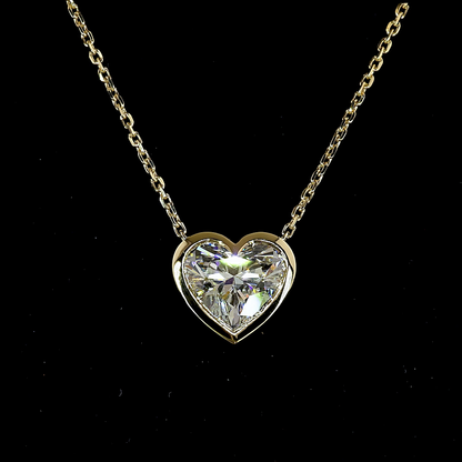 1.53 CT Heart Lab Grown Diamond Solitaire Necklace Pendant 18" (F Color and VS1 Clarity)
