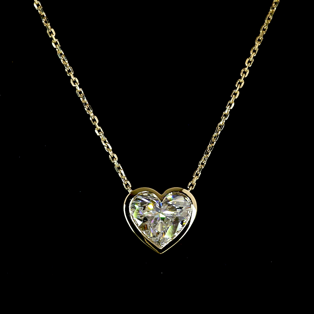 1.51 CT Heart Lab Grown Diamond Solitaire Necklace Pendant 18" (F Color and VS1 Clarity)