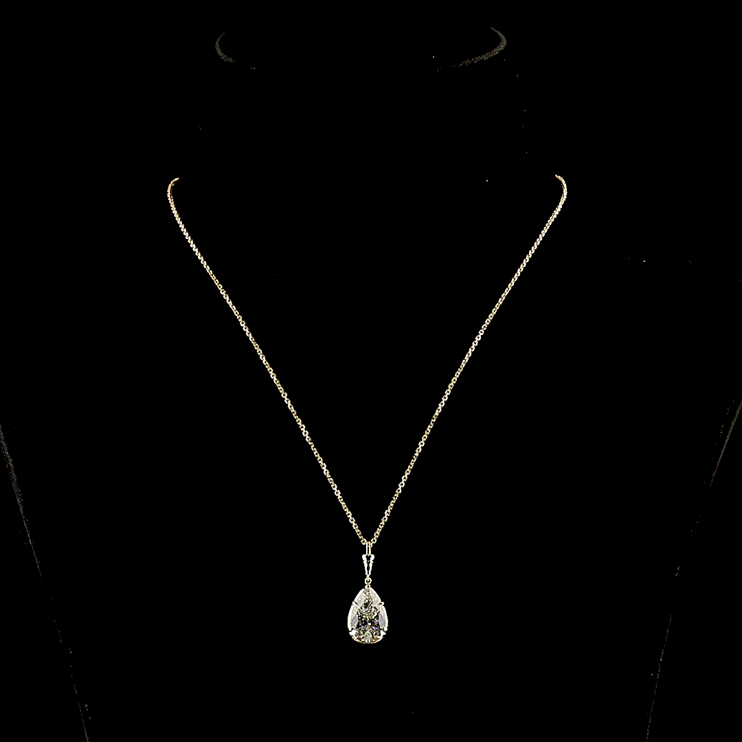 4.02 CT Pear Lab Grown Diamond Solitaire Necklace Pendant 16.5" (G Color and VS1 Clarity)