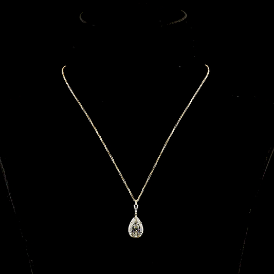 4.02 CT Pear Lab Grown Diamond Solitaire Necklace Pendant 16.5" (G Color and VS1 Clarity)