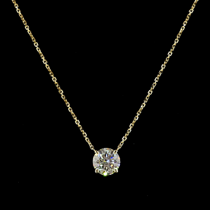 2.02 CT Round Lab Grown Diamond Solitaire Necklace Pendant 18" (D Color and VVS2 Clarity)