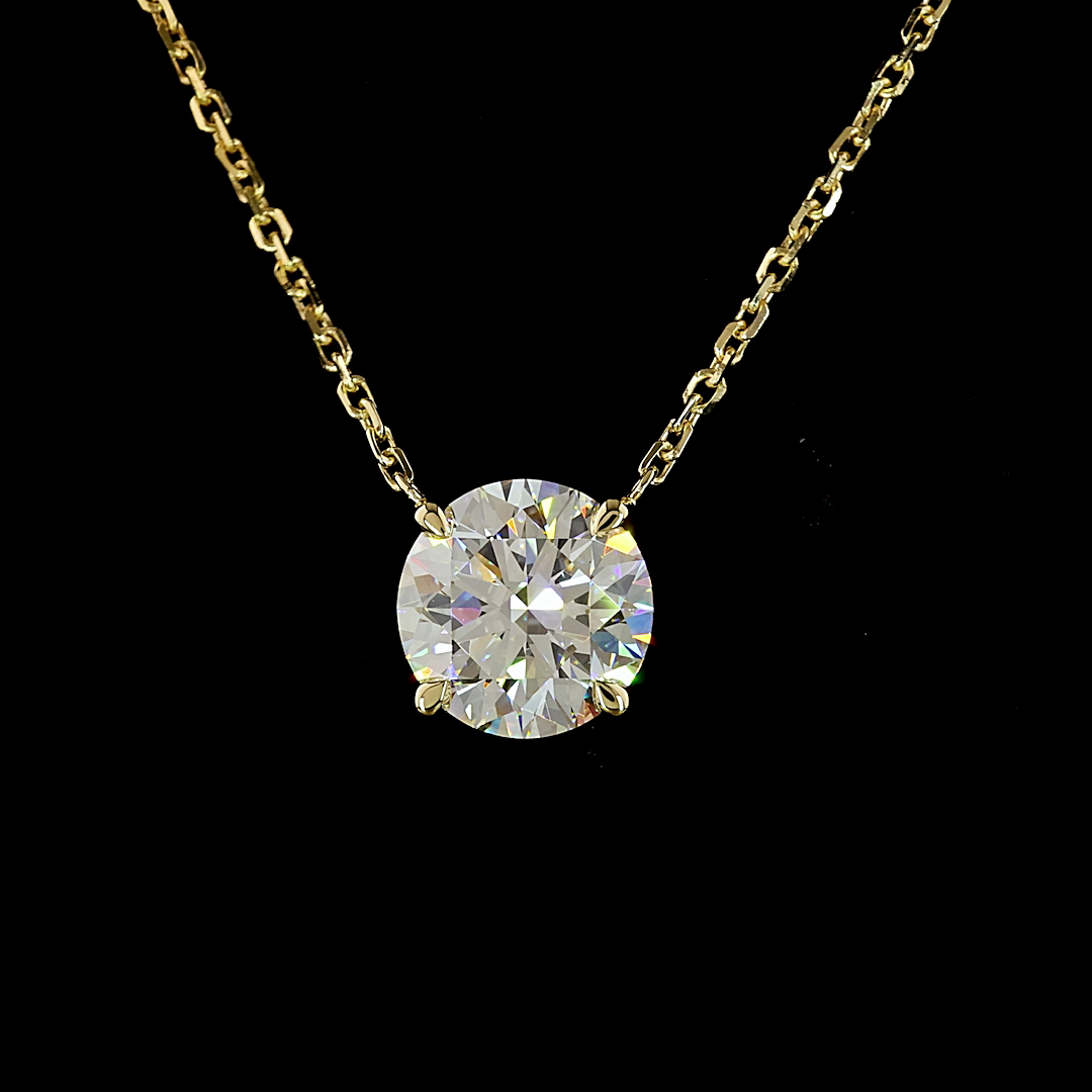 2.02 CT Round Lab Grown Diamond Solitaire Necklace Pendant 18" (D Color and VVS2 Clarity)